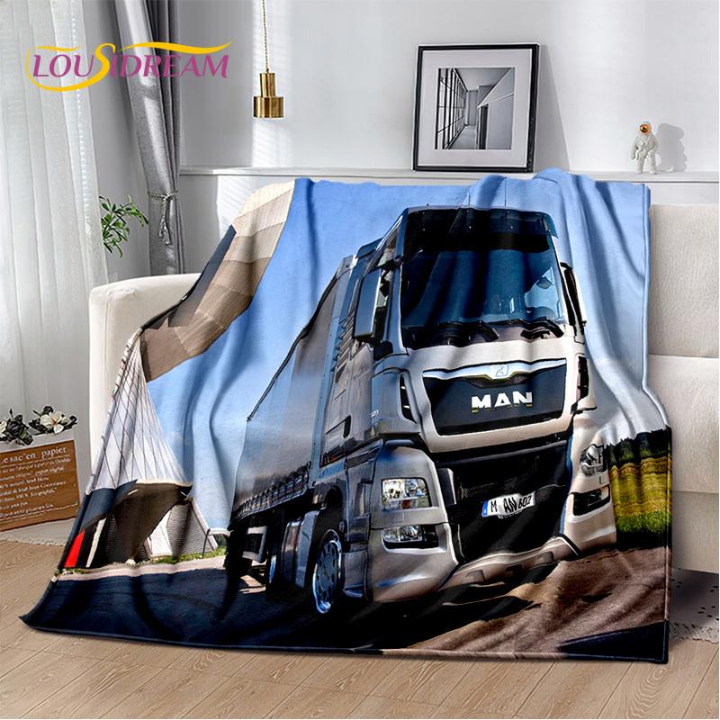 HD Man Truck Lorry 3D Печать Мягкие фланелевые одеяла, Плед Удобное одеяло для пикника Кровати Диваны Дома Спальня Подарки