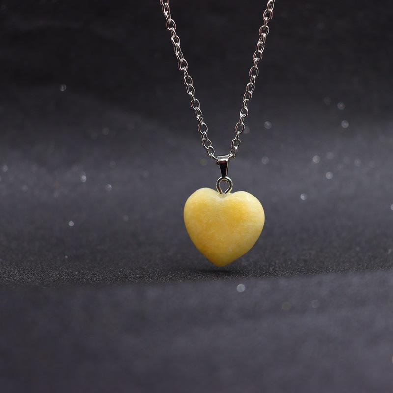 JMXD-европейский и американский натуральный камень, кристалл аметиста, порошок кристалла, кулон в форме сердца любви, кулон из грубого камня, простое ожерелье в форме сердца из нефрита.