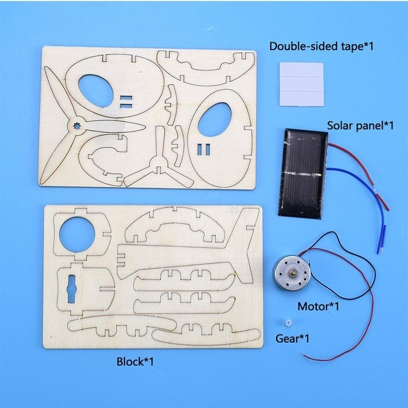 DIY Wooden Solar Helicopter Toy for Children Physics Science Experimental Handmade Assembly Model Kits Educational Toys Gifts