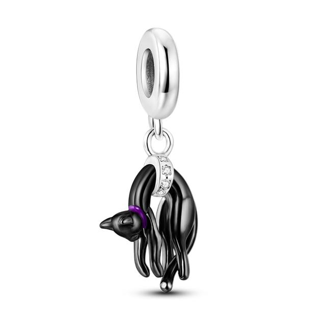 Серия животных, висячие серебряные 925 пробы, кролик, бордер-колли, попугай, шнауцер, подвески из бисера, подходят для женского милого браслета, ювелирные изделия