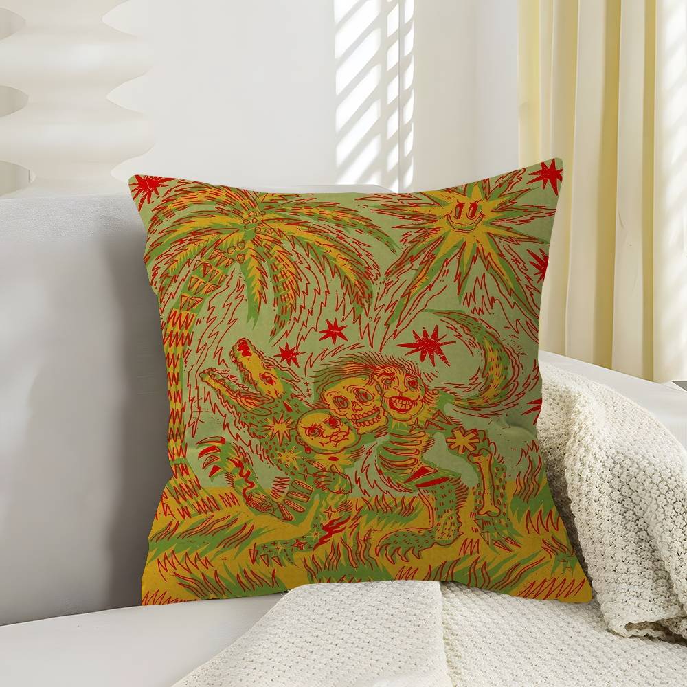 Folk Art Animal Abstract Paintings Pillow Cover Design cushion Cover decor Holiday Decorati