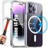 Case and 2 Tempered Glasses for iPhone 14 Pro (6.1") Transparent Protection with Magnetic Circle