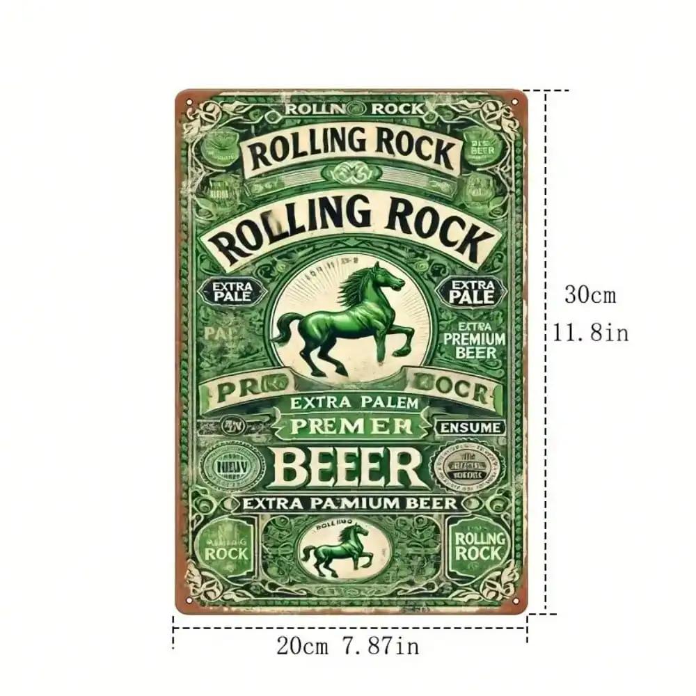Винтажная металлическая вывеска пива Rolling Rock, Ретро-искусство для пивоварни на стену, Декор для мужской комнаты/бара, Акцент для любителей пива