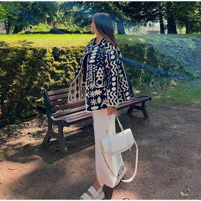 Осеннее женское хлопковое пальто с принтом, модное однобортное пальто с длинным рукавом и круглым вырезом, женское свободное тонкое женское пальто