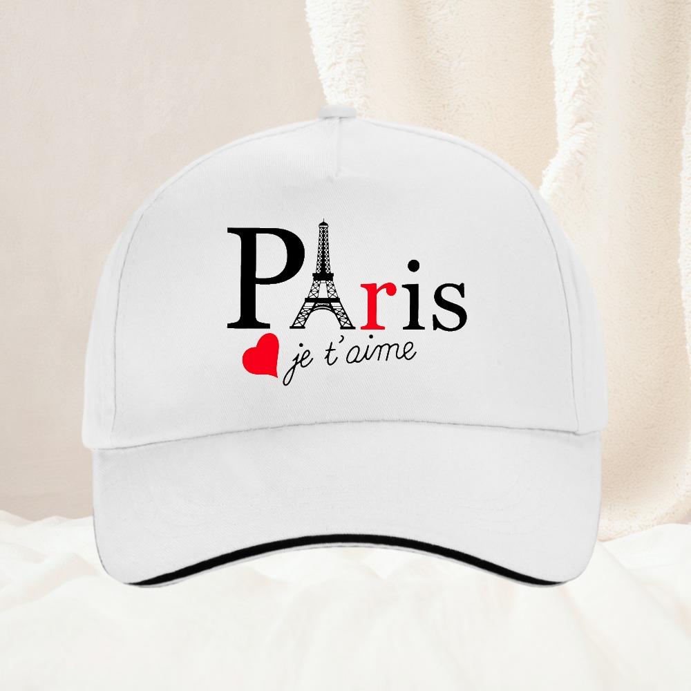 Paris Eiffel Tower I Love You Adjustable Baseball Cap Polyester Casual Outdoor Travel Unisex Adult Travel Hats