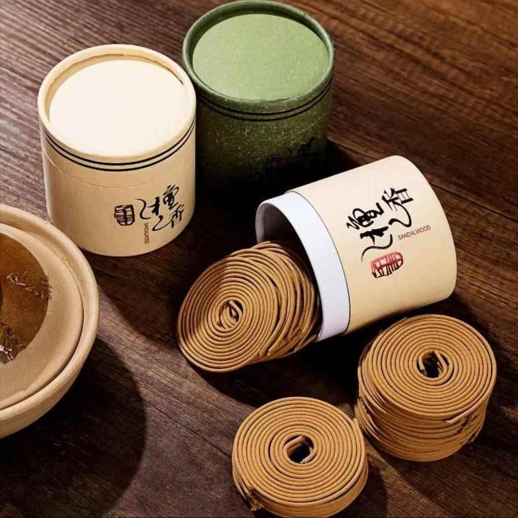 Natural Agarwood & Sandalwood 48-Coil Incense for Bedroom Air Purification with Mugwort in Home Use Paper Box