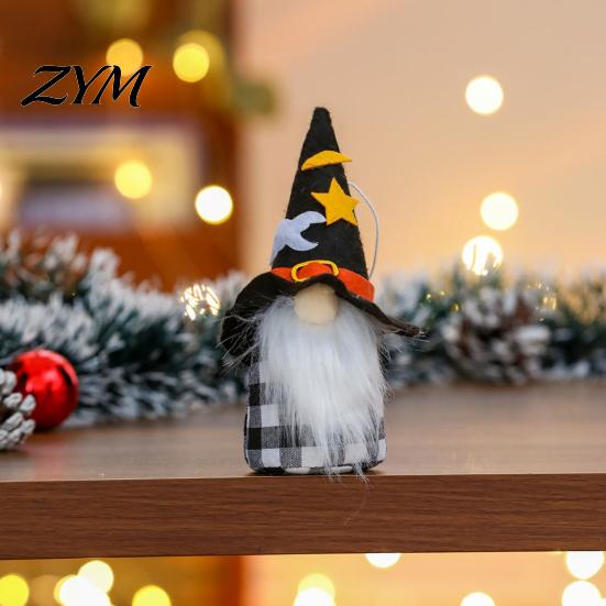 Plush Dwarf Dolls for Home Halloween Gnome Decoration, Spooky Witch Hat Swedish Tomte Elf Figurine, Decorative Gnomes Shelves Mini Soft Scandinavian