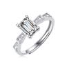 S925 Silver Set 1ct Square Moissanite Platinum-plated Castle Ring For Women