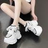10CM High Heels Autumn Chunky Sneakers for Women  New Platform Sports Mesh Shoes Woman Lace-up Thick Bottom Dad Shoes Ladies