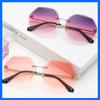 Модные женские новые солнцезащитные очки женские безрамные солнцезащитные очки с отделкой солнцезащитные очки с отделкой из полигональных линз женские очки