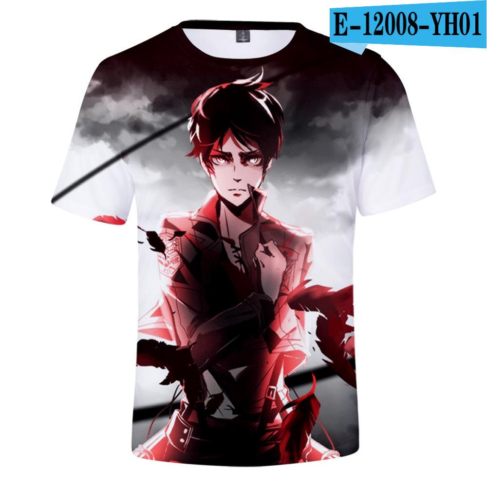 Men's 3D Color Printed Short Sleeved T-shirt with Street Fashion Around The Giant In Summer Anime Attack T-Shirts