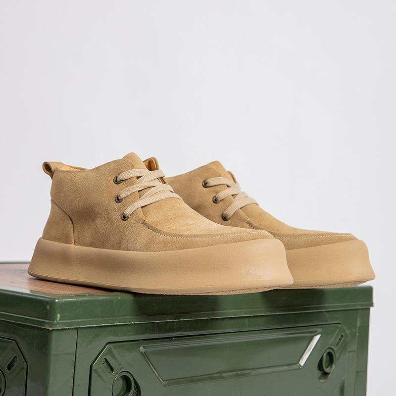 Trend Martin Boots Men's British Retro Autumn and Winter Frosted Leather Thick-soled Tooling Fleece Warm Casual Board Shoes