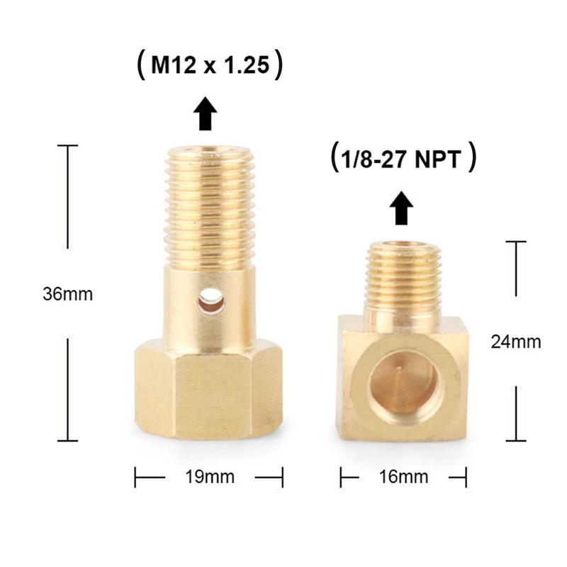 High Quality Banjo Bolt Adapter Fuel Pressure Gauge Thread Converter Copper Auto Part for Del Sol 1993-1997 Replacement