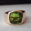 Cushion Cut Green Peridot 925 Sterling Silver Rose Gold Overlay Ring Jewelry