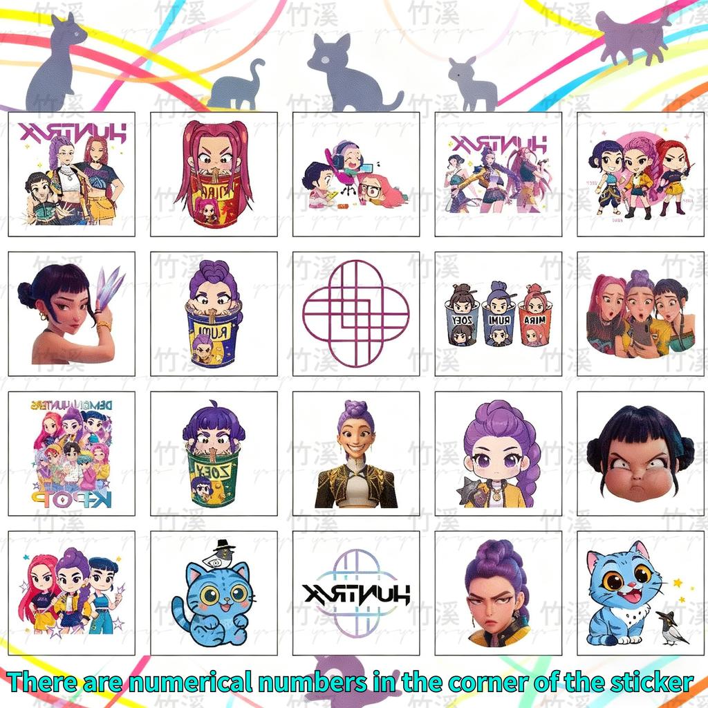 Набор тату-наклеек «Охотница на демонов Руми Кан» 20 штук KPOP Аниме Трендовые аксессуары | Звездный идол в том же стиле Водонепроницаемые Легко наклеиваются