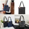 Denim Shoulder Bag Large Capacity Shopping Tote With Zipper For Daily Use