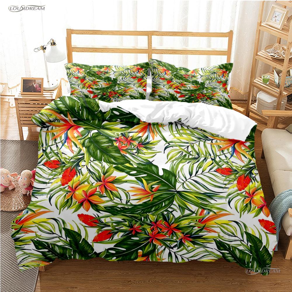 Tropical Leaf Casal All Season Duvet Cover Comforter Bedding Sets Soft Quilt Cover and Pillowcases Boys Single/Double/Queen/King