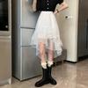 Юбки Женские нерегулярные эластичные юбки с высокой талией Летние юбки трапециевидной формы Универсальная повседневная сетчатая многоуровневая юбка