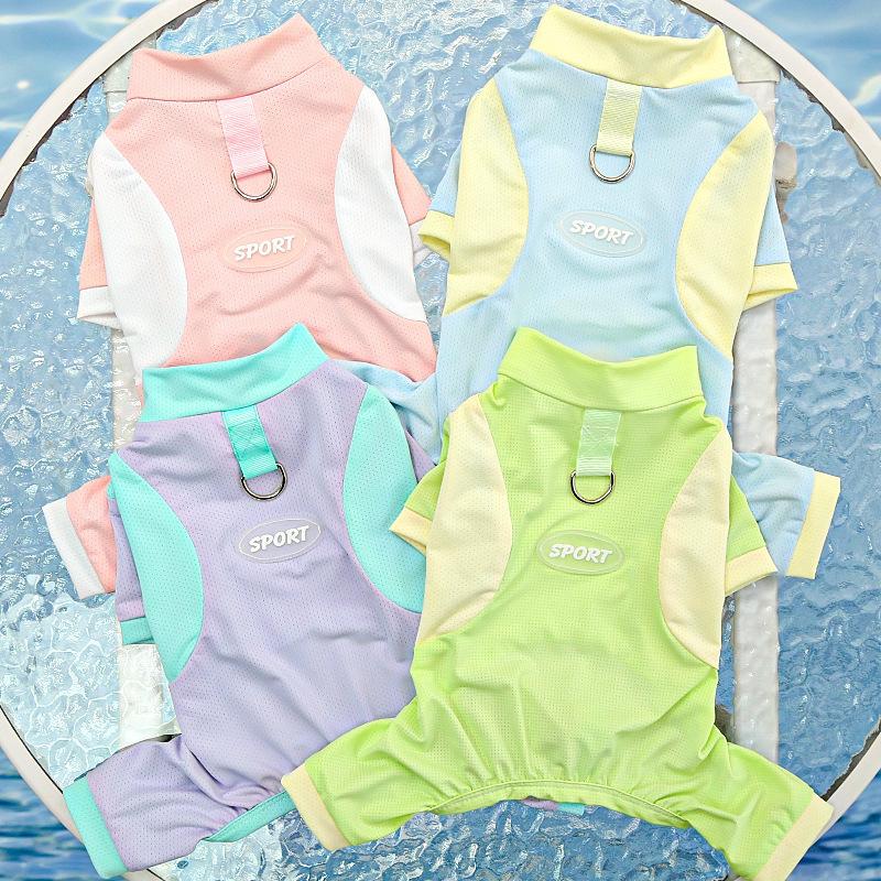 Кошка Все включено Четырехногие Весна и Лето Принадлежности для крупных собак, Кошачий жилет из ледяного шелка, Солнцезащитная одежда для собак, Одежда для питомцев