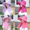 Summer Wide Brim Sun Hat For Women With Neck Coverage In Light Pink Cotton For Outdoor Work