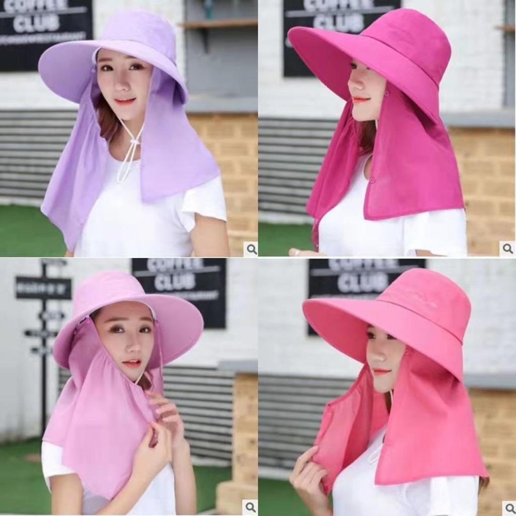 Summer Wide Brim Sun Hat For Women With Neck Coverage In Light Pink Cotton For Outdoor Work