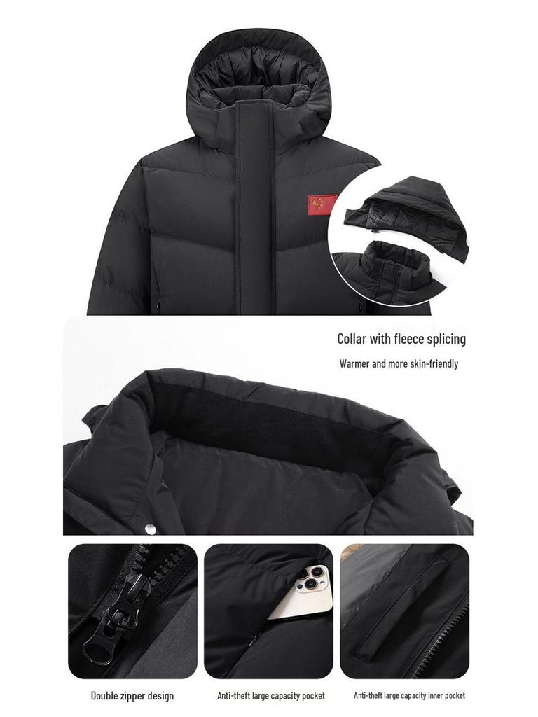 Китайская команда Зимняя пуховая куртка Унисекс Длинное пальто для экзамена по искусству и тренировок спортсменов