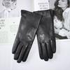 New Ladies Sheepskin Gloves Outdoor Riding Solid Color Thin Single Leather Unlined Black Silk Lining Driving Gloves