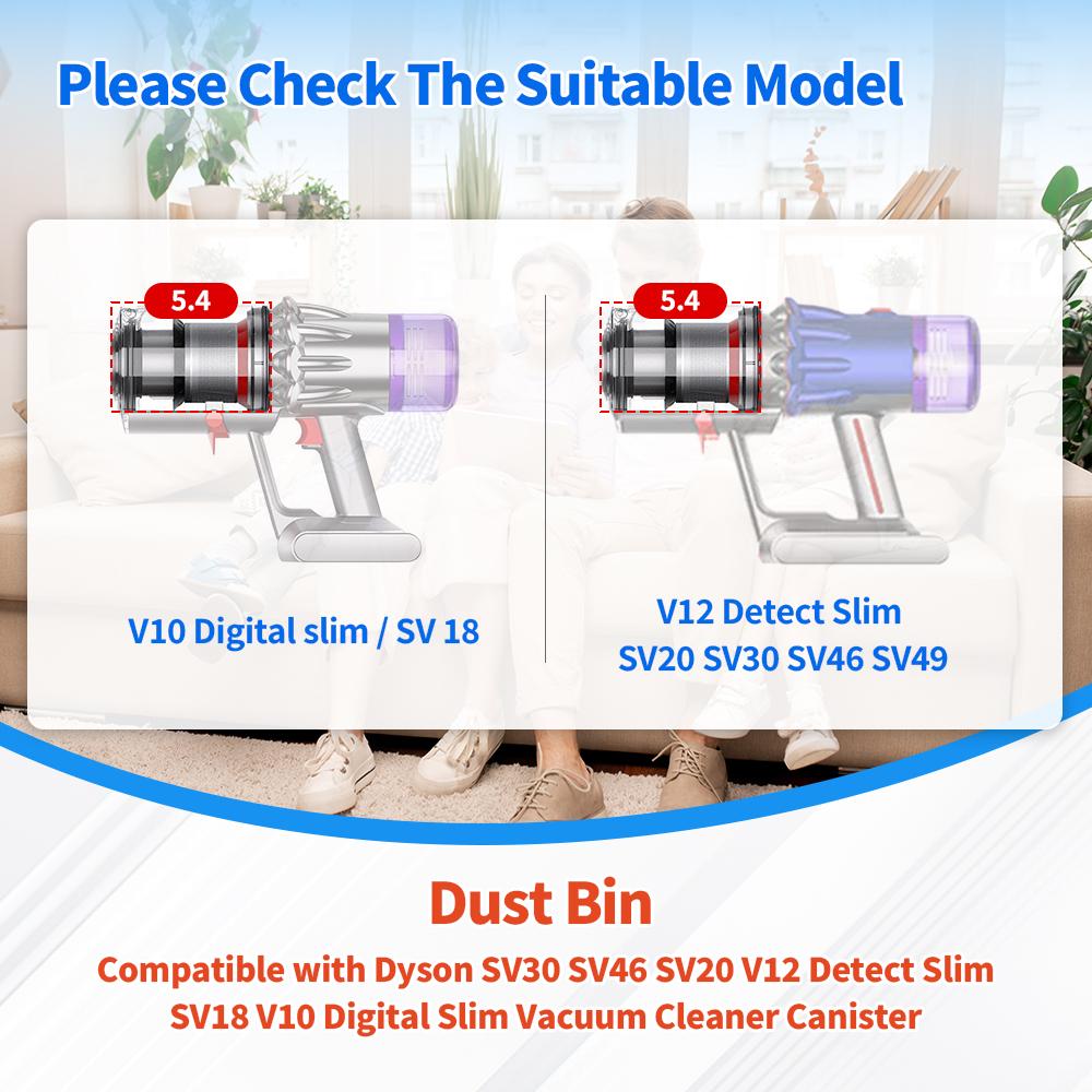 Часть контейнера для пыли для беспроводного пылесоса Dyson V12 Detect Slim/V10 Digital Slim/SV18 SV20 Запасные насадки-заменители