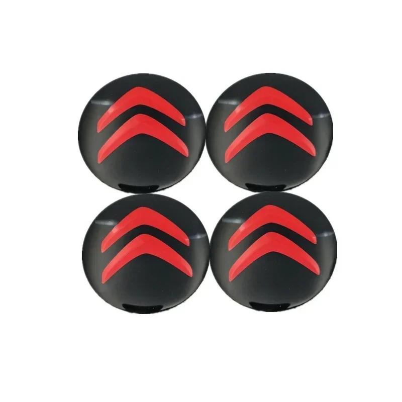 4pcs Car Wheel Center Hub Cap Cover Sticker Decals for Citroen C1 C2 C3 C4 C5 C-Elysee Cactus Picasso Xsara Berlingo DS3 DS4 DS6