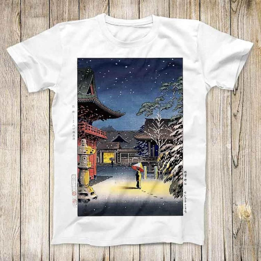 Tsuchiya Koitsu Snow at Nezu Shrine Top Tee Best Cute Gift Men Women Unisex T-Shirt 3119
