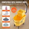 Mop Bucket with Wringer, 35 Qt. Commercial Mop Bucket with Side Press Wringer, Side-Press Mop Bucket and Wringer Combo on Wheels, for