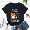 Fox I Came I Saw Cute T-Shirts Women's Summer Clothing Pets Animals Tops Cartoon Fox Cotton Fashion Tees Vintage Female T-Shirts