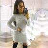 Женский пушистый свитер с длинным рукавом, уютный облегающий мини-джемпер-платье, блузка