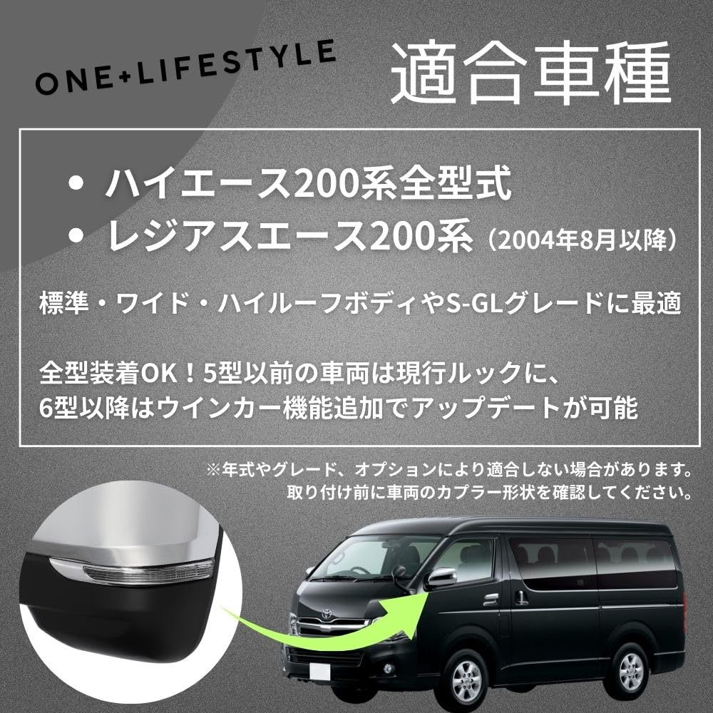 Совместимо со всеми зеркалами заднего вида Toyota Hiace 200 серии в серебристом цвете с дополнительными светодиодными указателями поворота, с регулировкой угла наклона влево и вправо, комплектные модели, 6-дюймовые