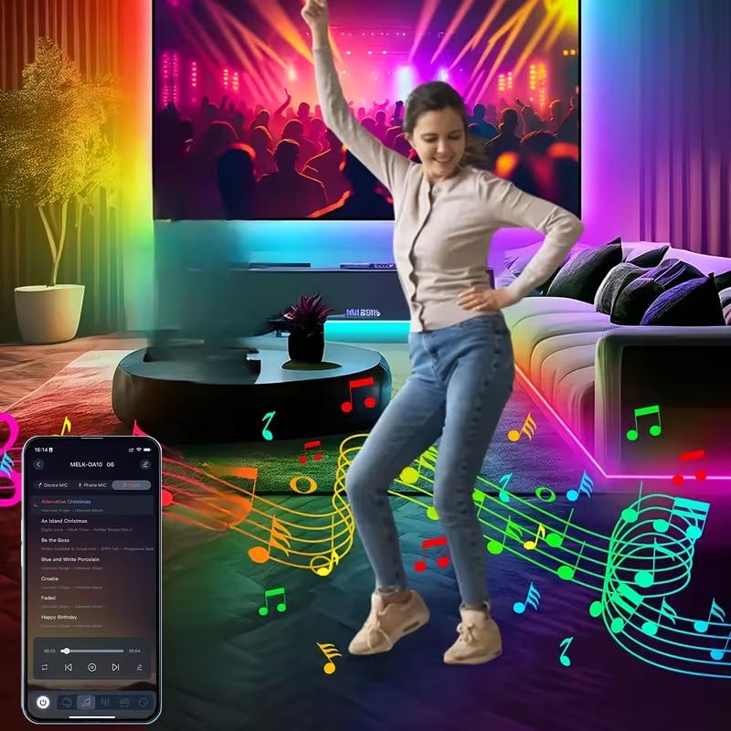 DC5V USB WS2812B Addressable LED Strip,Dreamy Color RGBIC LED Strip,Smart Bluettoth APP Control LED Light,Music Sync Lamp Tape