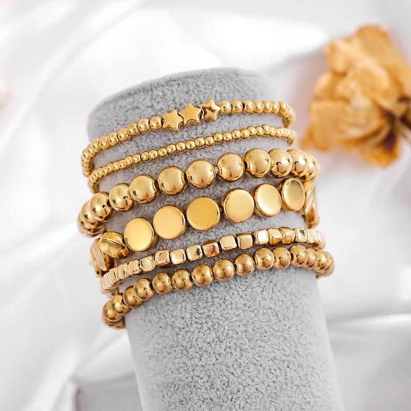 Ручная работа бисерная цепочка ювелирные изделия металл ветер личность геометрический универсальный сплав многослойный браслет женщины