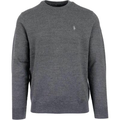 Polo FW23 Pony Logo Вышитый круглый вырез с длинным рукавом Трикотажный свитер Мужской свитер Серый MNPOSWE16820518-020