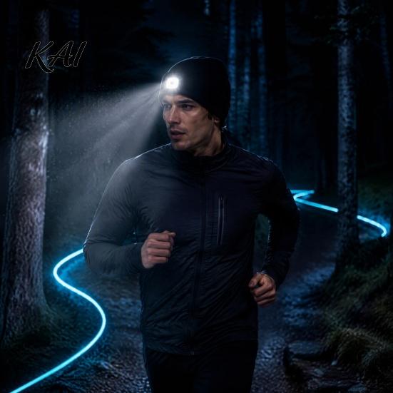 Car Repair Work Light Hat LED with Light, Unisex USB Rechargeable Headlamp Skull Cap, Adjustable Brightness Warm Winter Knitted Cap for Men,