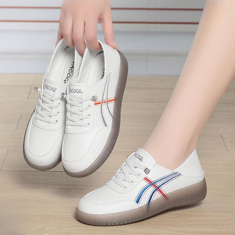 Повседневная женская обувь на весну и осень с мягкой нескользящей подошвой, удобная для путешествий белая обувь, женские туфли с подошвой из коровьей кожи
