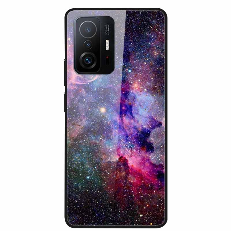 Для Xiaomi 11T Pro Стеклянный чехол Жесткий закаленный стеклянный ПК-чехол Чехол для телефона Для Xiaomi Mi 11T 11 T Pro Ударопрочный Мультяшный Funda Coque
