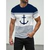 Простые модные мужские футболки в полоску с якорем, летние трендовые уличные футболки, футболки с 3D-печатью, крутые уличные футболки, хип-хоп футболки, топы
