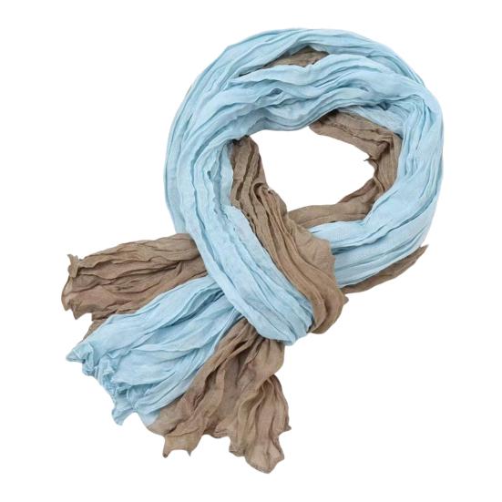 Ladies Shawl Scarf Color-Blocking Pleated Design Versatile Scarf Autumn Winter Outdoors Commuting Long Scarf