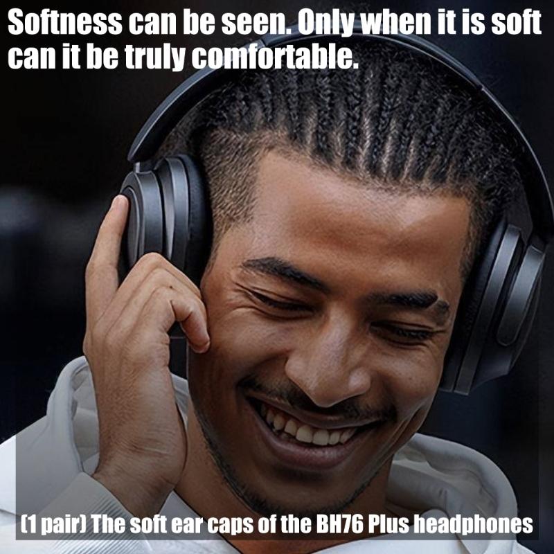 1Pair Earpads Leather Ear Pad Ear Cushions Cover Memory Foam Earmuffs for BH76 Plus Headsets