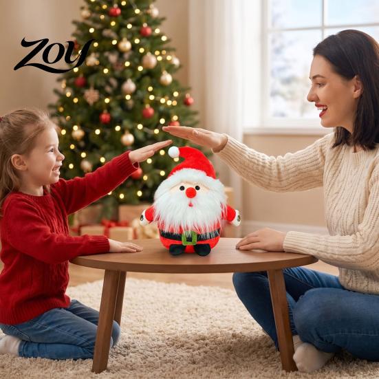 Christmas Party Entertainment Santa Claus Rhythm Beat Toy, Interactive Musical Plush Doll with Dual Motion Soft Skin Friendly Sensor for Kids,
