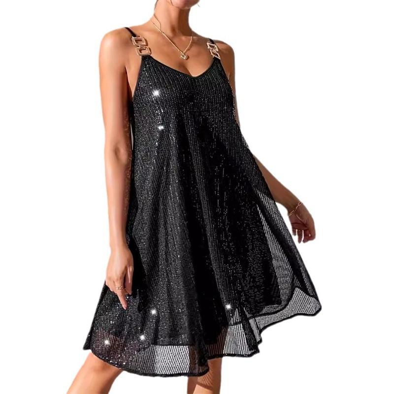 Летнее модное женское платье темперамент с V-образным вырезом