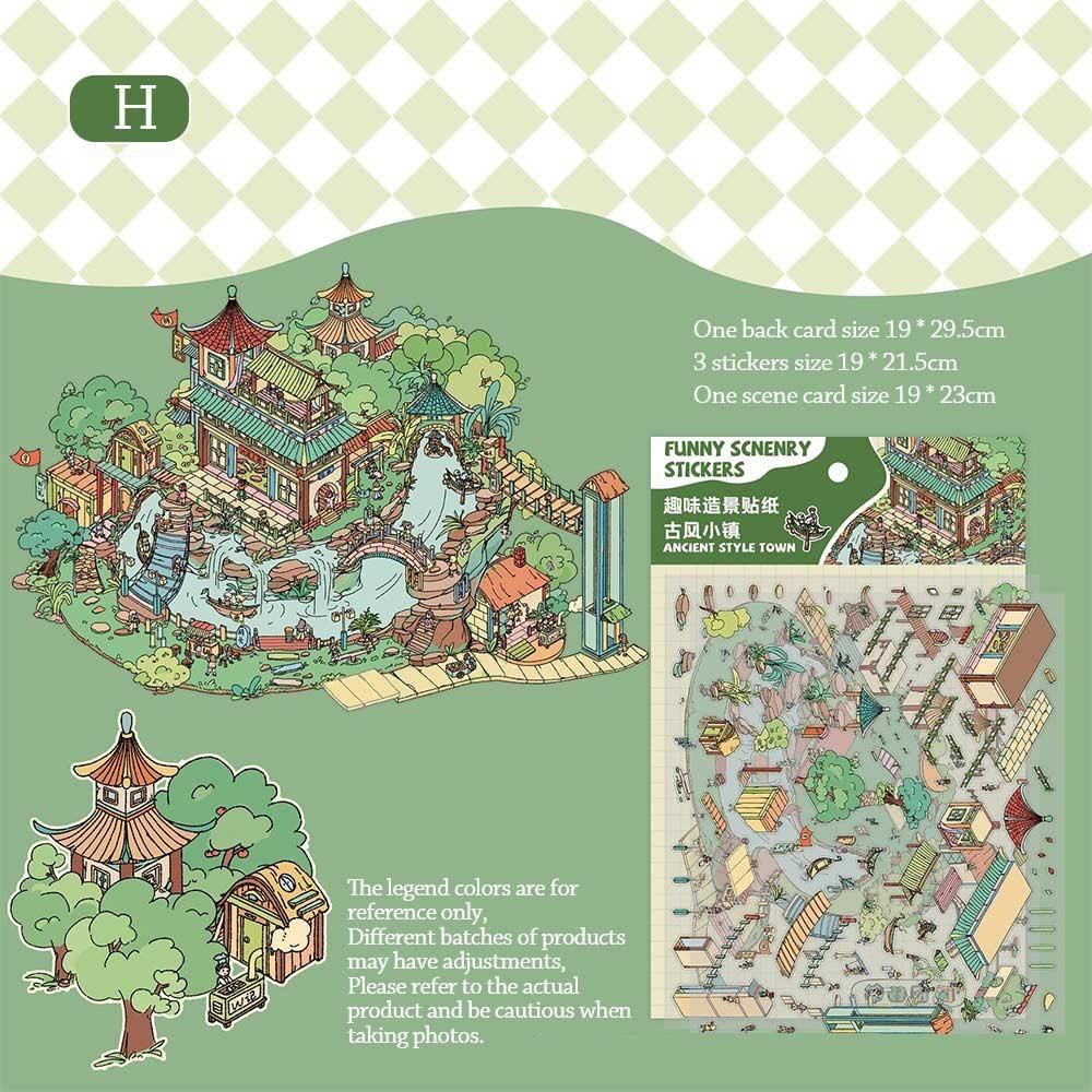 ПЭТ Трехмерная наклейка Визуальная укладка Миниатюрная наклейка со сценой Дети
