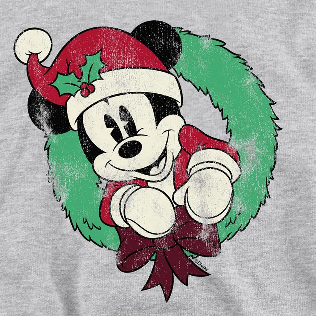 Mickey Mouse Childrens/Kids Wreath Heather Christmas Hoodie