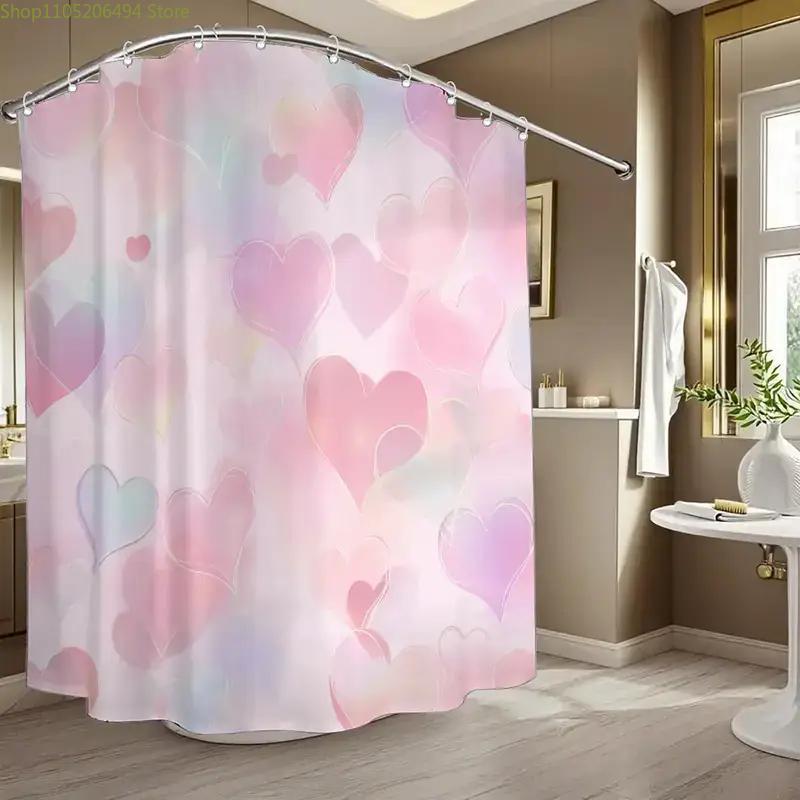 1pc Bathroom Shower Curtain for Wedding Anniversary Celebration, Love Charity, Includes 12 Hooks, 70.87x70.87inch Home Decor