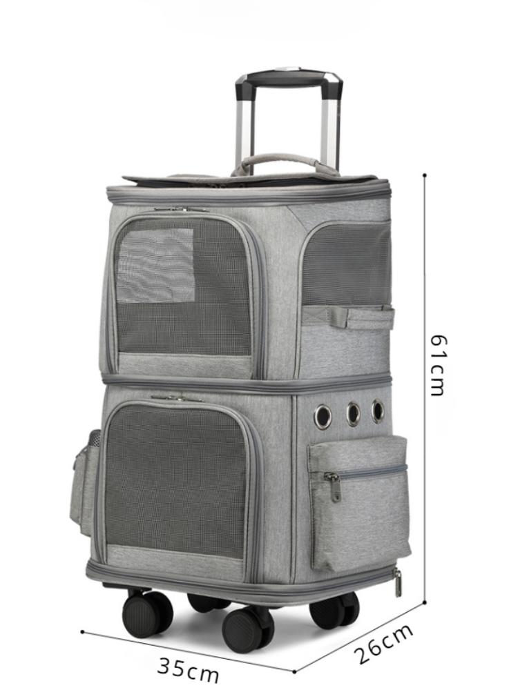 Двухслойная сумка на колесиках для домашних животных, переносная, для путешествий на открытом воздухе, бесшумная, универсальная, дышащая, сумка для кошек, коляска для собак, переноска для кошек