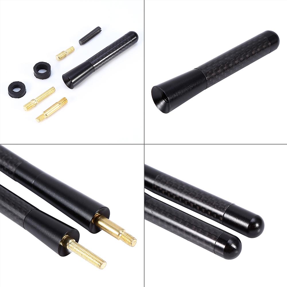 80mm 120mm Black Carbon Fiber Screw Aluminum Car Short Antenna Set Universal Auto Accessories